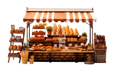 un stand de boulangerie pour un marché - isolé sur fond transparent - obrazy, fototapety, plakaty