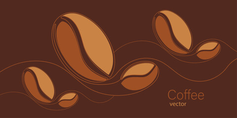 Coffee beans .line drawing of coffee . Cappuccino. Vector illustration.