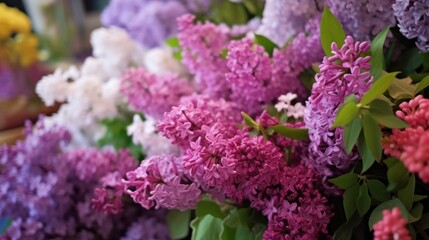 Beautiful lilac flowers as a background, close-up. Mother's day concept with a space for a text. Valentine day concept with a copy space.