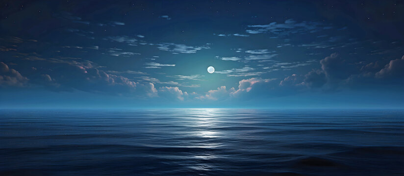 sea, night sky and clouds. AI generated.