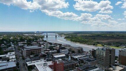 Aerial view of the downtown Wilmington, NC, USA