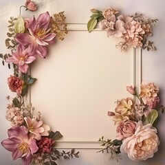 background flower frame, flower art, AIgenerated 