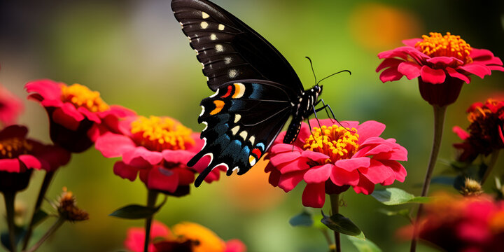 butterfly on flower ,A butterfly on a flower with orange spots ,Stunning Butterfly with generative ai

