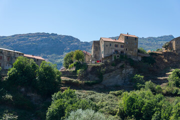 Fototapeta na wymiar Houses built on cliff in Corsica