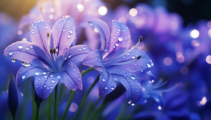 flower with dew drops  Generated by AI technology 
