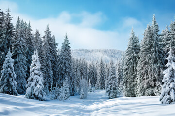 Fototapeta na wymiar wallpaper of snow covered pine trees during daytime