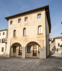 Fototapeta na wymiar Medieval palace in Portobuffolè, Italy
