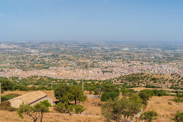 Obraz premium View of Comiso from the Iblei Mountains, Ragusa, Sicily, Italy, Europe
