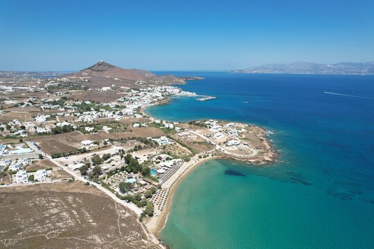 Aerial views from over the Punda Coast on the Greek Island of Paros