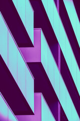 Building exterior painted with retro wave colors