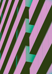 Pastel saturated building. Abstract geometric forms for background