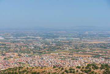 Fototapeta na wymiar View of Comiso from the Iblei Mountains, Ragusa, Sicily, Italy, Europe