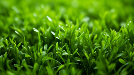 Green Plants and Fresh Grass Closeup: Nature's Vibrant Background