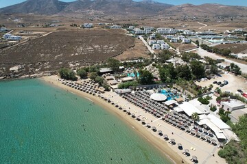 Fototapeta na wymiar Aerial views from over the Punda Coast on the Greek Island of Paros
