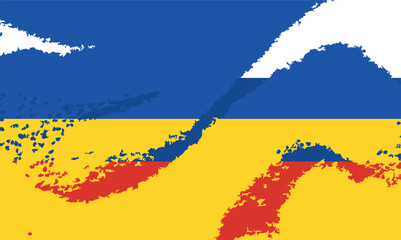 Ukraine Russian Flag Mix Background