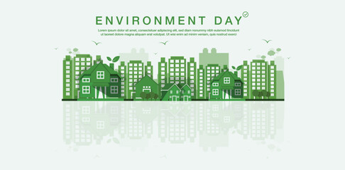Fototapeta premium green city environmental sustainability concept Vector illustration