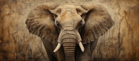 In Africa s wilderness an old majestic elephant roamed its weathered skin telling the story of a life lived amidst the unspoiled beauty of nature its line pattern and abstract texture resemb - obrazy, fototapety, plakaty