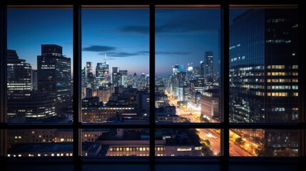 Fototapeta na wymiar View through City night view from the office window.with night bokeh 