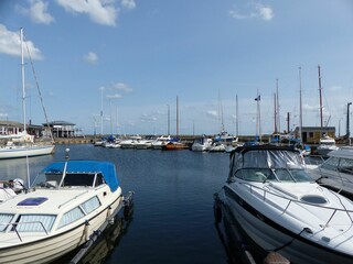 Fototapeta premium Boats on the water surface at Bornholm island in Denmark