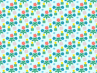 Seamless floral flower vector background pattern 