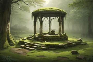 An ancient gazebo that history has left to nature