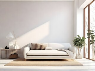 Interior modern living room with white sofa