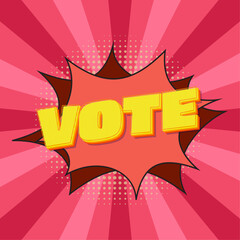 Boom Vote comic text speech bubble pop art