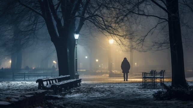 People Walk Alone in the Park Photography