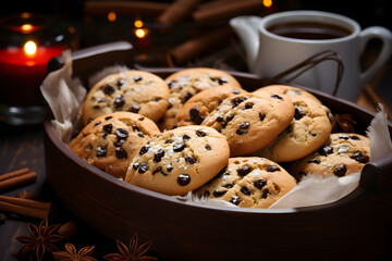 Naklejka premium Homemade cookies in rustic kitchen.