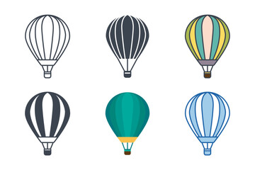 Fototapeta premium Hot Air Balloon icon collection with different styles. Air Balloon icon symbol vector illustration isolated on white background