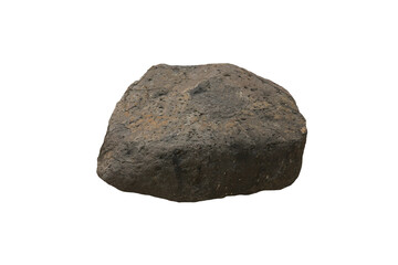 Fototapeta premium A big raw basalt volcanic rock stone isolated on white background.
