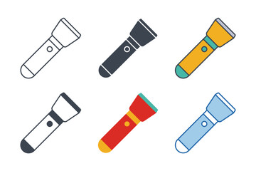 Flashlight icon collection with different styles. Torch icon symbol vector illustration isolated on white background