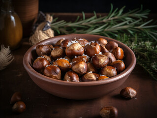 
Roasted chestnuts seasoned with rosemary and sea salt