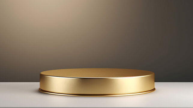 Gold Luxury Podium Pedestal Product Display On White Background. Made With Generative Ai