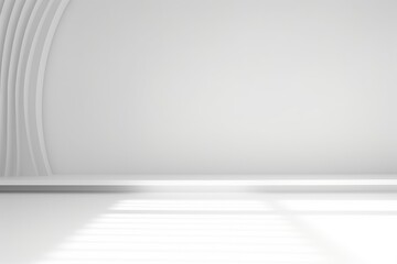 Abstract white studio background with shadows of window. Empty 3d room. Display product with blurred backdrop, Generative AI