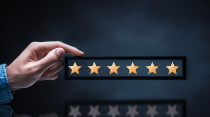 Hand choose five star symbol to increase rating of company. Concept of satisfaction, quality and performance of services. Copy space for web, Generative AI