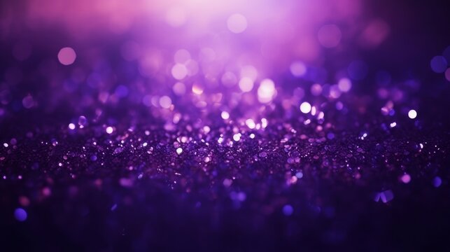 Abstract background of purple  glitter lights. De-focused background, Generative AI