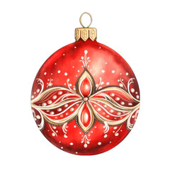 Ornament - red Christmas ball -isolated on transparent background
