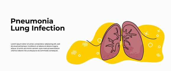 International Pneumonia Day vector illustration of lungs symbol. Modern flat in continuous line style.