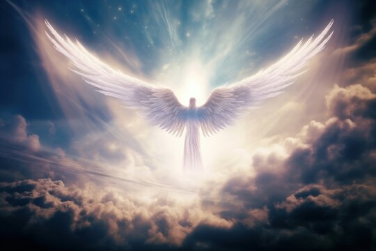 miracle appearence of an angel in the sky, Generative AI