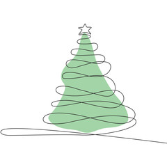 christmas tree line art minimalistic vector illustration
