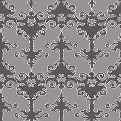 Baroque pattern background vector. vintage ornament decor textures in gray shades