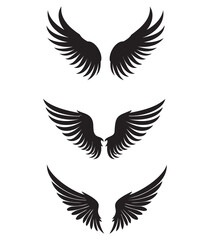 angel wing set, black and white ready to print, suitable for tattoo, eps, cut file, cricut file