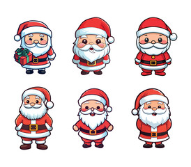 Santa Claus figure set , santa claus vector, print ready color, re-editable, eps, cricut file, cut file, clip art