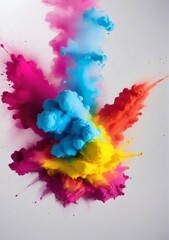 Fototapeta na wymiar Holi Paint Color Powder Explosion Isolated On A White Background