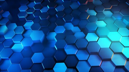 Blue gradient vector background with hexagone.Generative AI