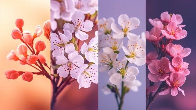 Beautiful spring flowers collection.Generative AI