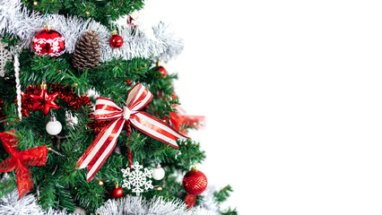 Beautiful modern Christmas decoration tree home white background with copy space