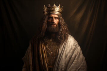 hyperrealistic portrait of a medieval king in regal attire