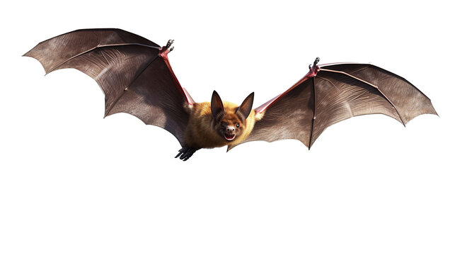 Flying bat isolated on transparent background, image with background removed, created with Generative Ai technology.